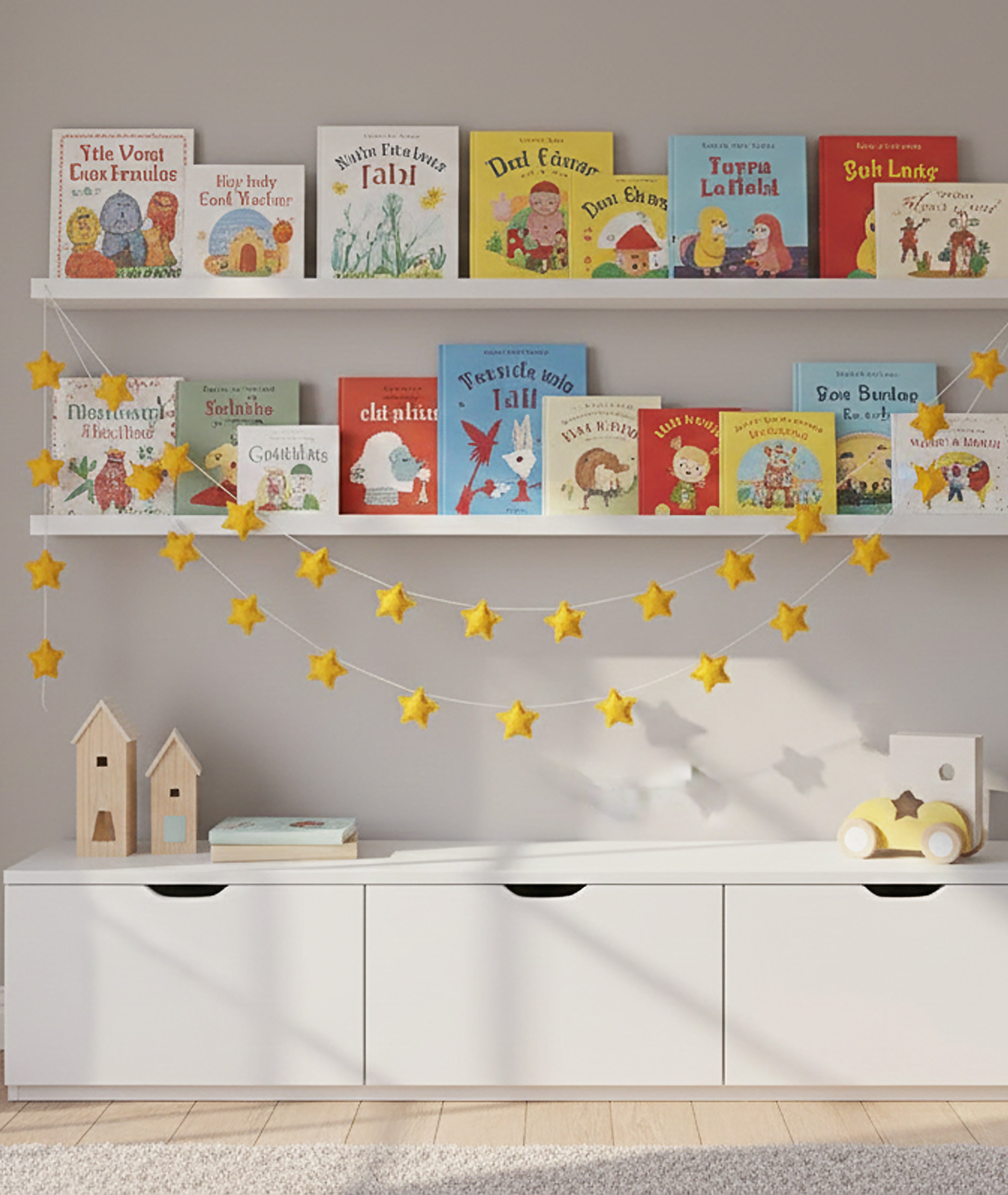 Yellow small stars felt garland
